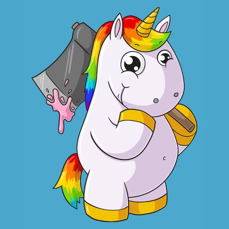 Comic Einhorn mit Axt