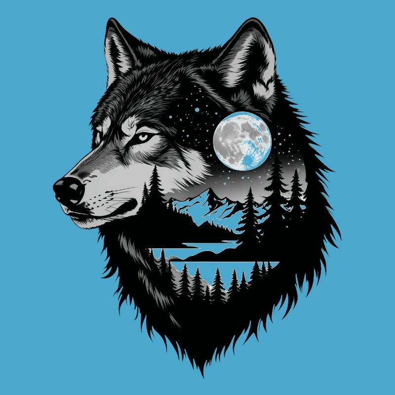 Black Wolf Wolf Portrait. Wolf design