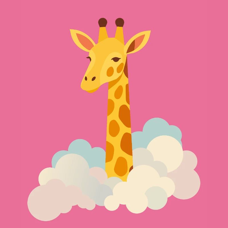 Gentle giraffe above the clouds – Dreamlike motif