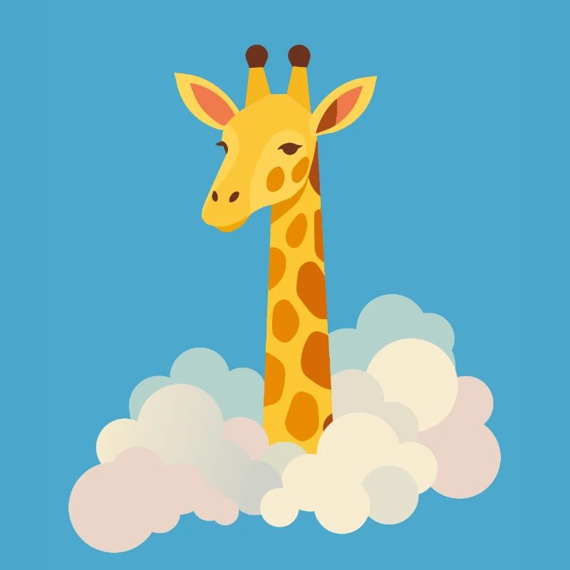 Douce girafe au-dessus des nuages – Motif onirique