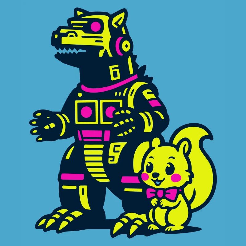 Mecha Drache mit Eichhörnchen
