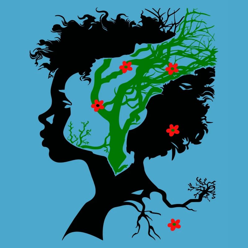 Abstract tree with flowers