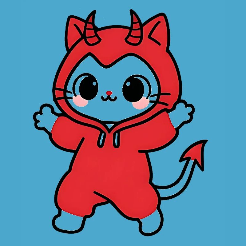 Cat Devil Kapuzenpullover Rot