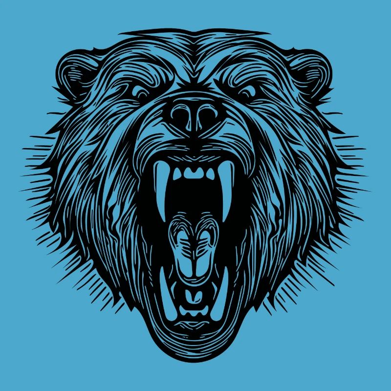 Angry bear's head with sharp teeth
