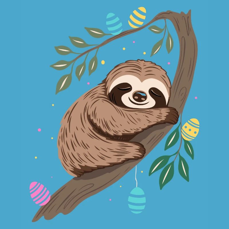 Easter Sloth with Easter Eggs