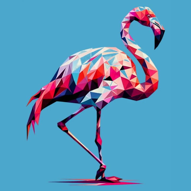 Flamant rose polygonal
