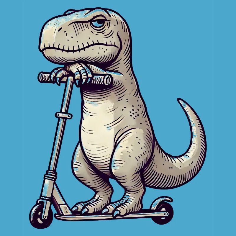 Grumpy Dino T-Rex sur Kickroller Comic