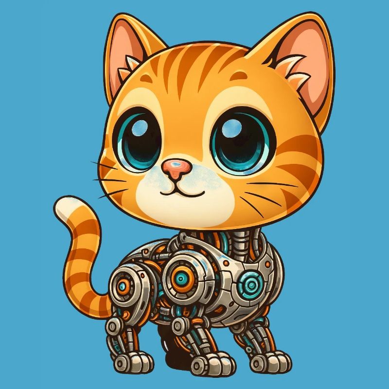 chat mignon dessin animé cyborg robot robot chat