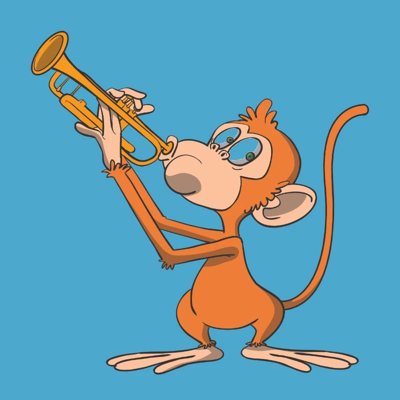 Le singe joue de la trompette