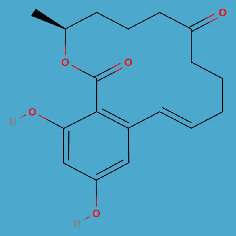 Zearalenone Molecule - Colored Structural Formula