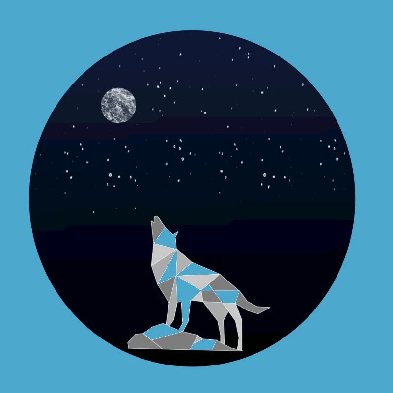 Howling wolf under a starry sky