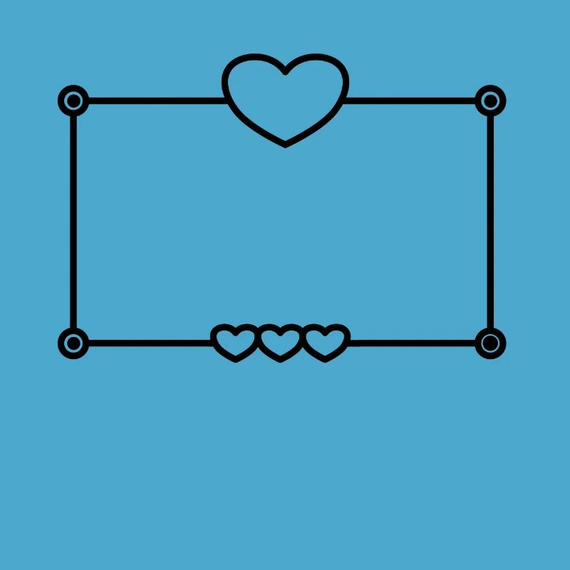 Black Heart Frame Rectangular Shape