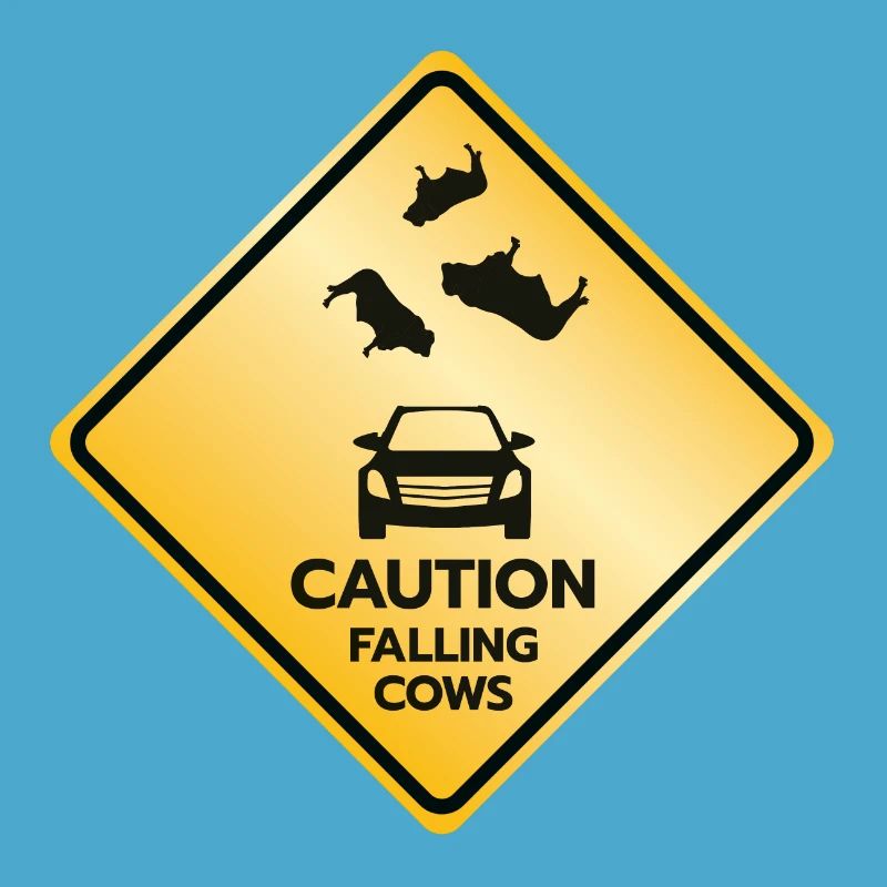 Caution Sign Falling Cows
