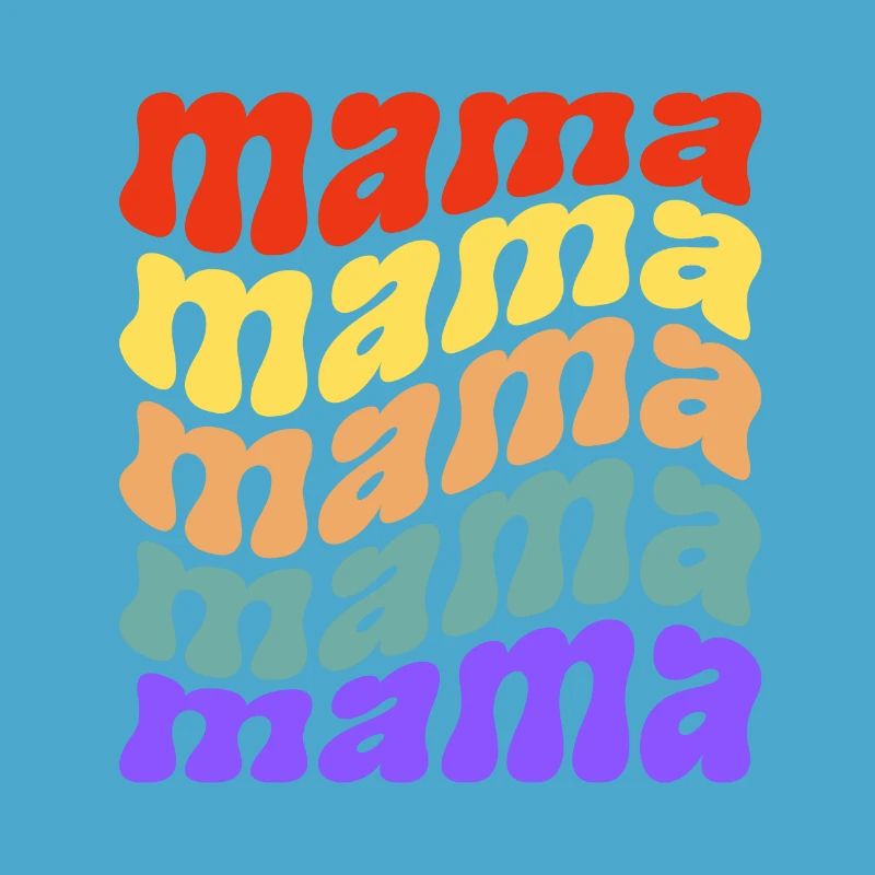 Retro Mama Waves Slogan Multicolor
