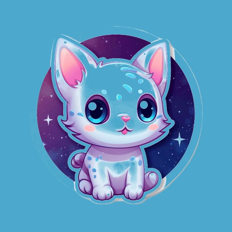 Mignon chat de dessin animé flottant dans l’espace