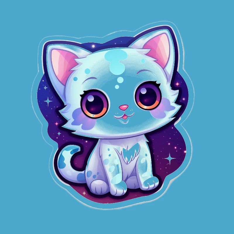 Mignon chat de dessin animé flottant dans l’espace