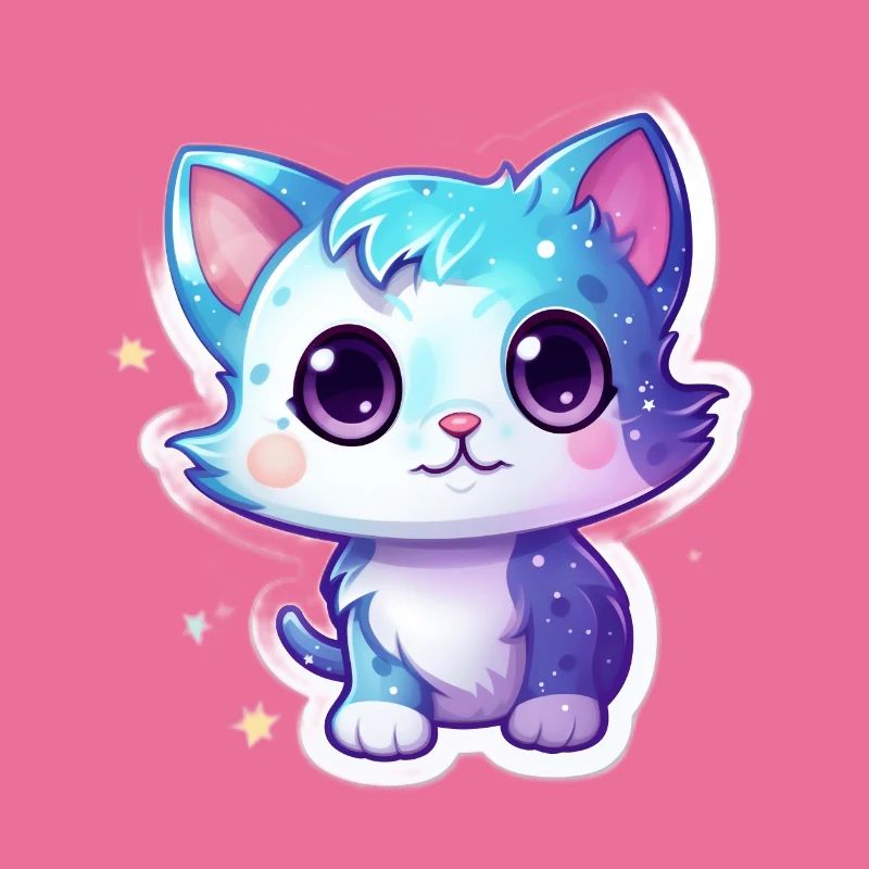 Mignon chat de dessin animé flottant dans l’espace