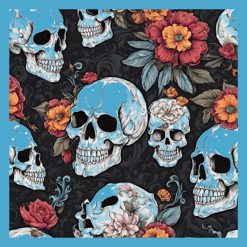Crâne et fleurs