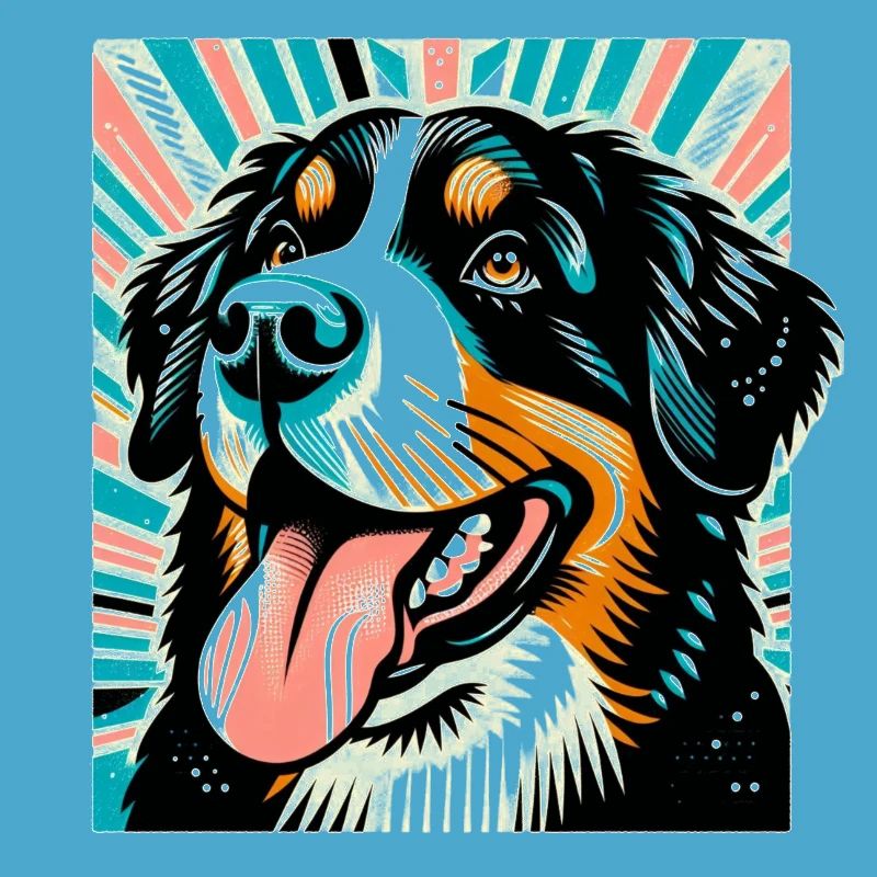 Bernese Dog Risography Vector Style
