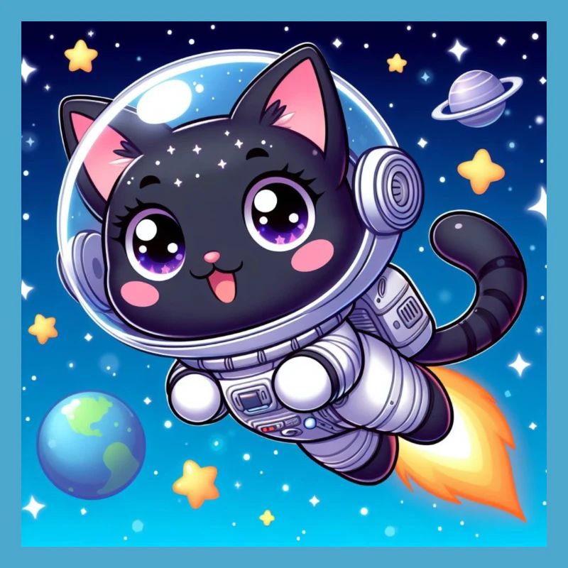 Chat mignon de l’espace avec jetpack dans l’espace