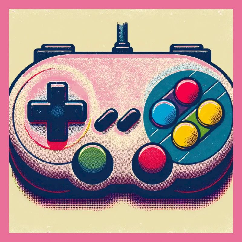 Retro Gamepad in Risograph