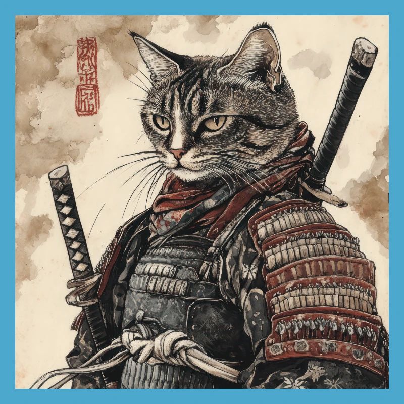 Katze Samurai Japan Ukiyo-E