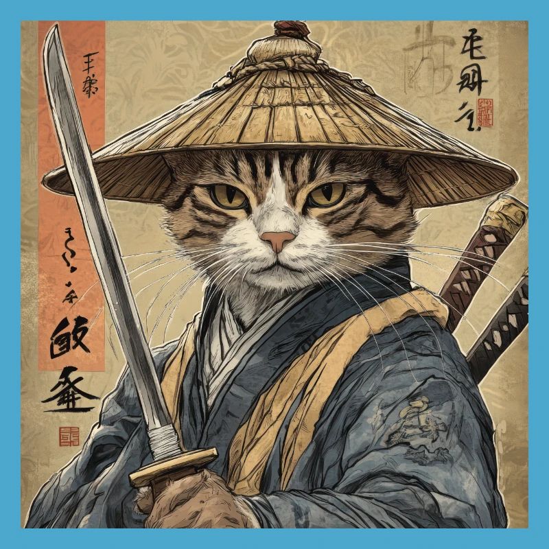 Katze Samurai Japan Ukiyo-E
