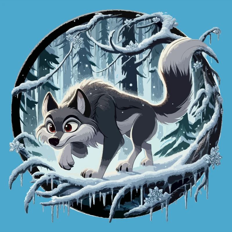 Wolf im eisigen Wald