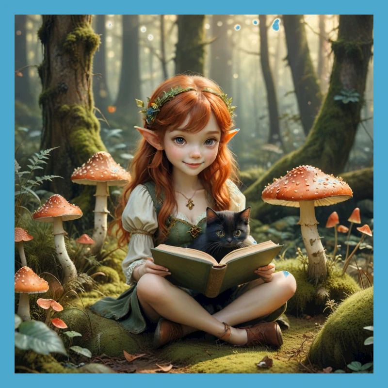 Elf with toadstools