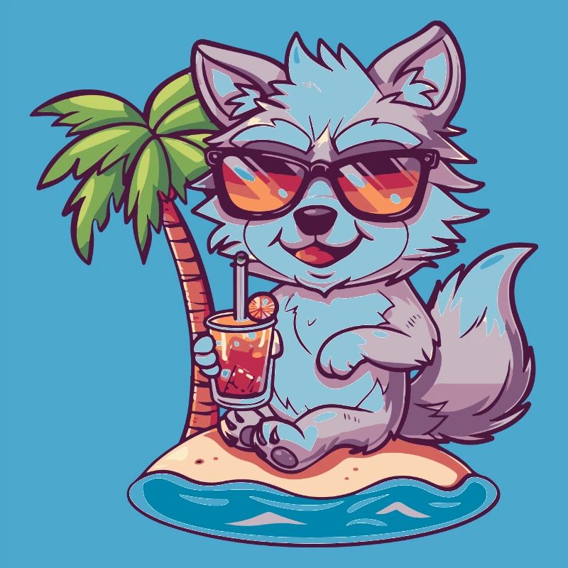 Wolf Sommer Strand Comic