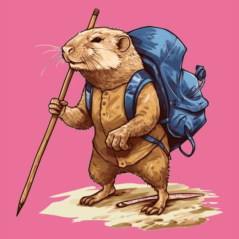 Mole rat explores nature while hiking