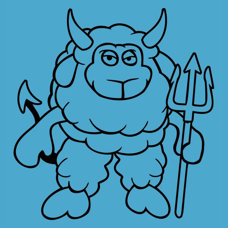 Sheep Devil Satan Hell Evil Trident Horns Cool