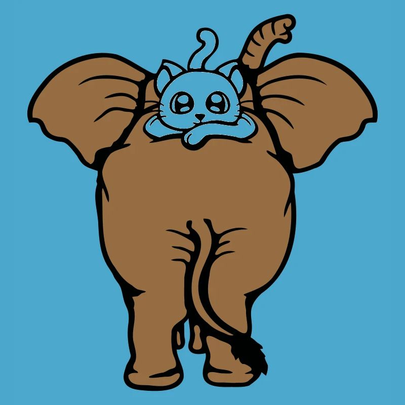 Chat Éléphant Équipe de marche Couché 2 Amis Mignon