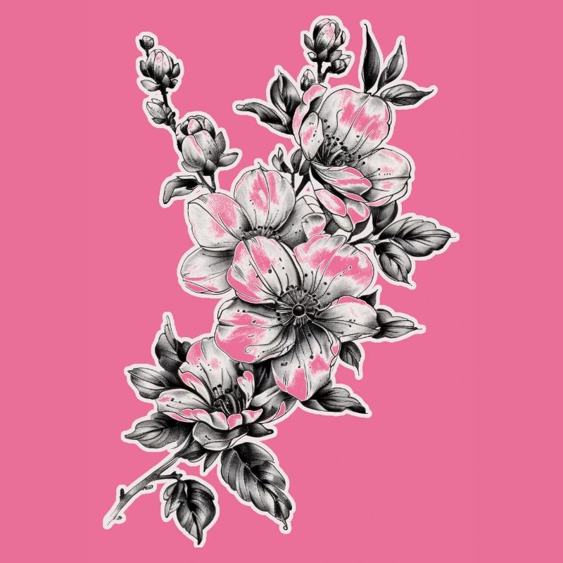 Branche de fleur avec de belles fleurs de forme tribale