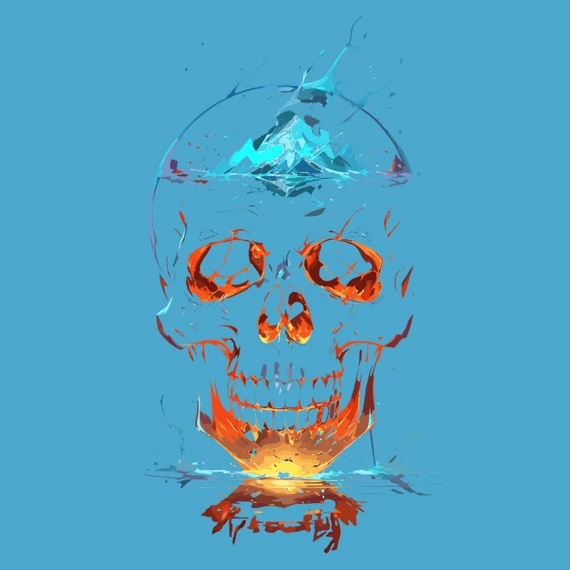 Crâne de Feu et Glace Éclatant