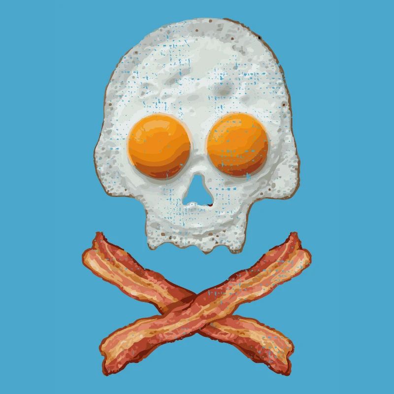 Fried Egg Skull with Bacon Cross