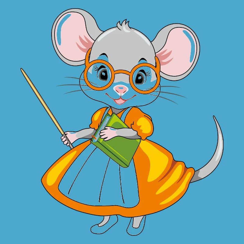 Smart mouse teacher with a pointer and a book