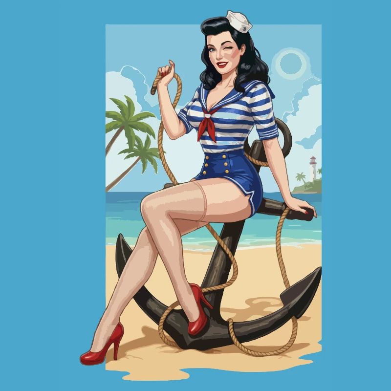 Beach sailor pinup