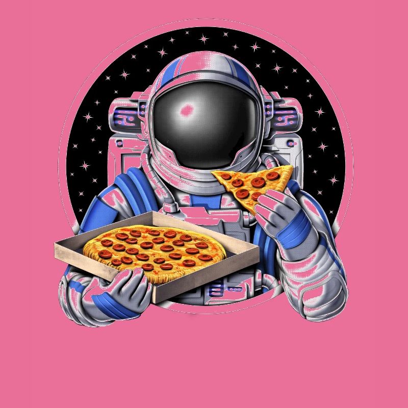 astronaute de l’espace mangeant de la pizza