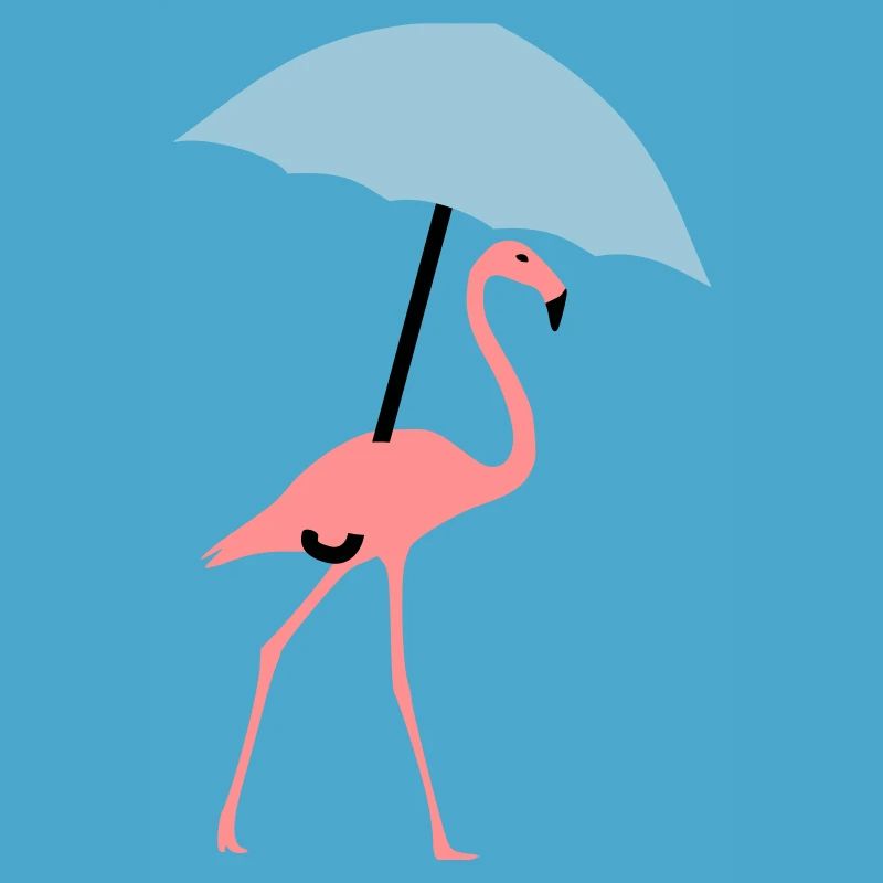 Flamingo mit Regenschirm oder Sonnenschirm