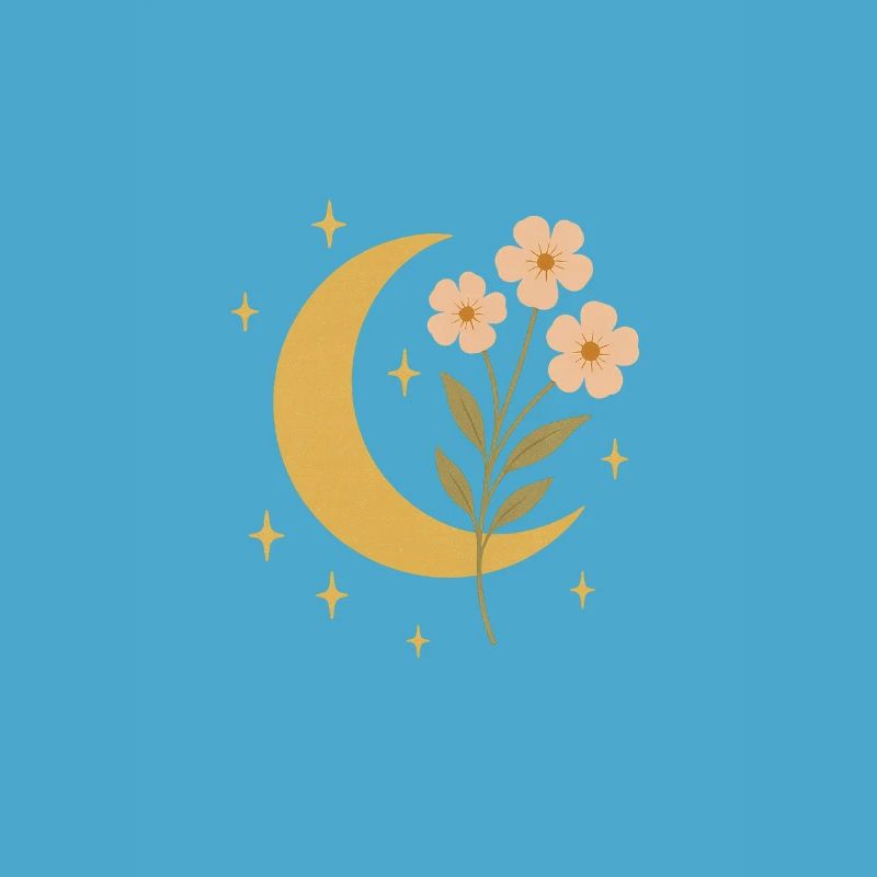Conception d’illustration de lune et de fleurs