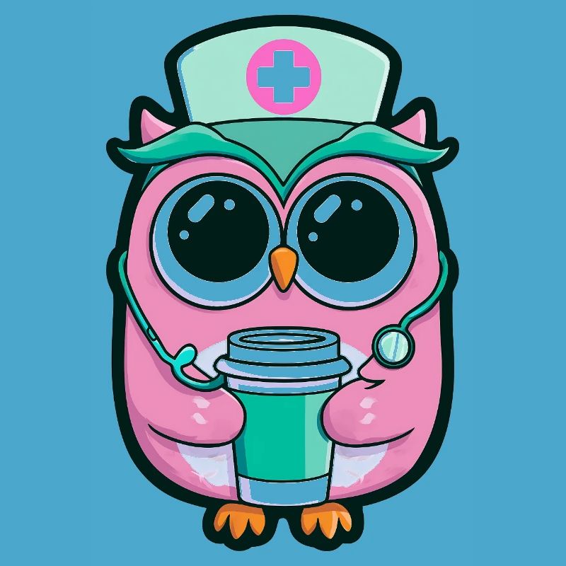 Kawaii Krankenschwester Eule Kaffee