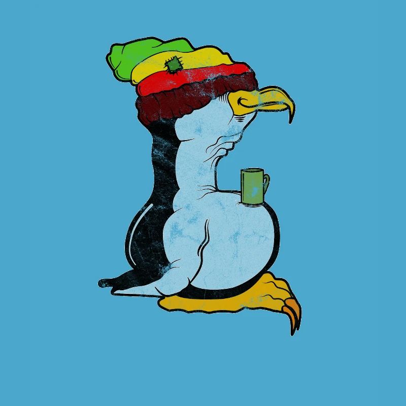 Tux Linux Penguin Coffee Break Ordinateur Nerd Rétro