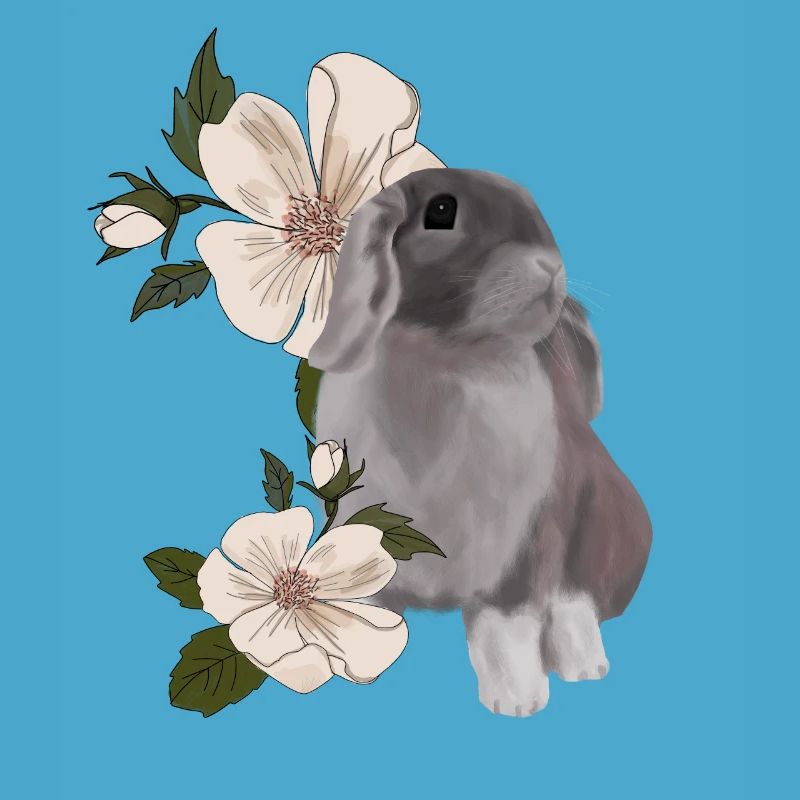 Lapin et fleur