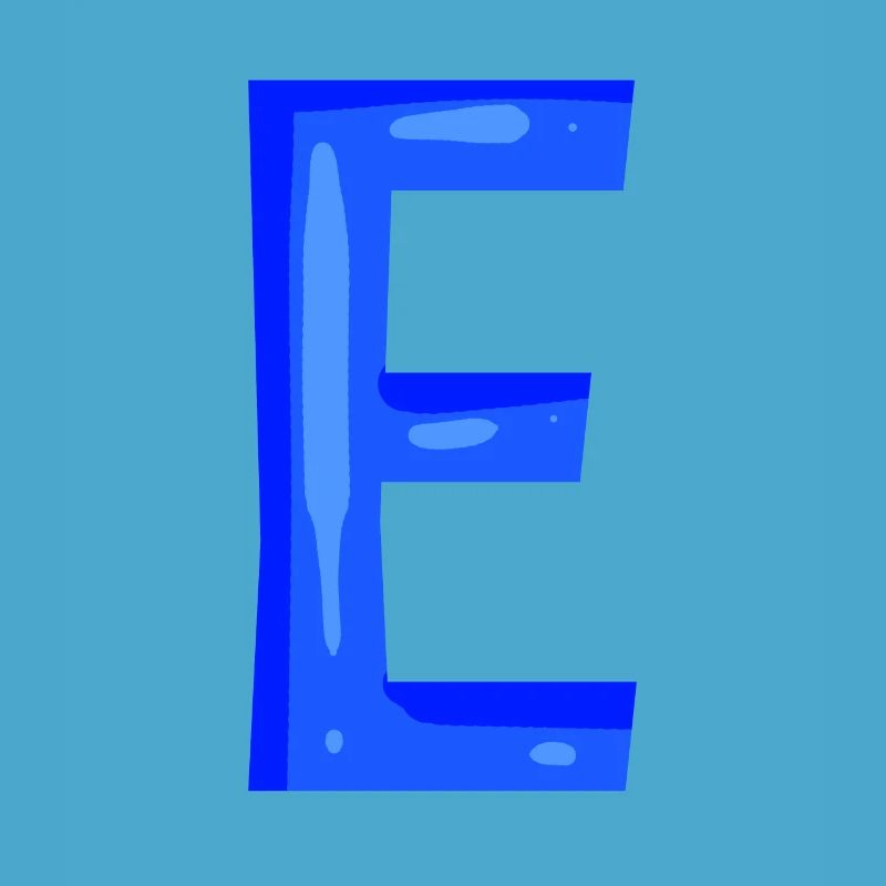 Letter E initial letter blue