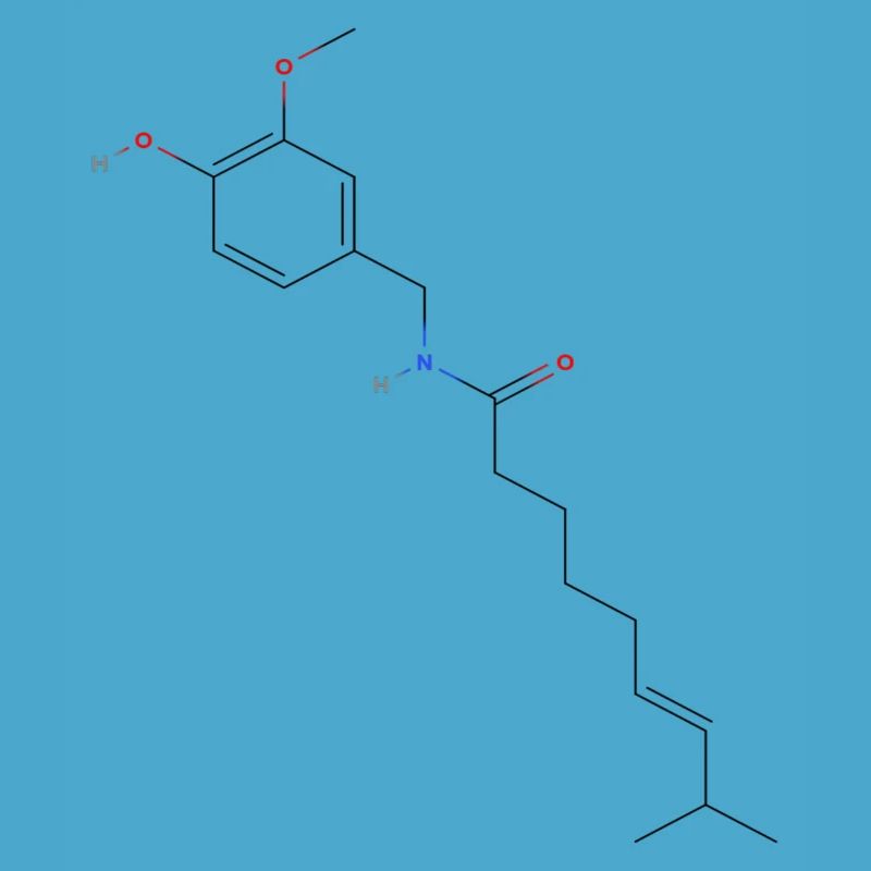 Capsaicin Molecule - Colored Structural Formula