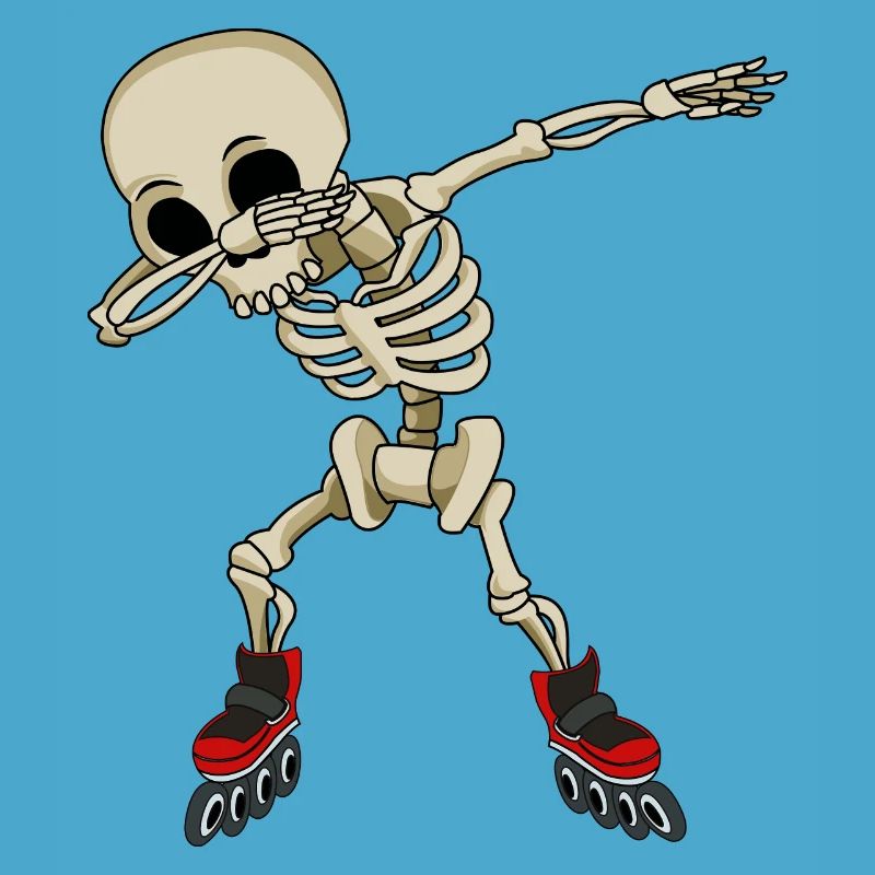 dabbing skeleton on inline skates skeleton bones