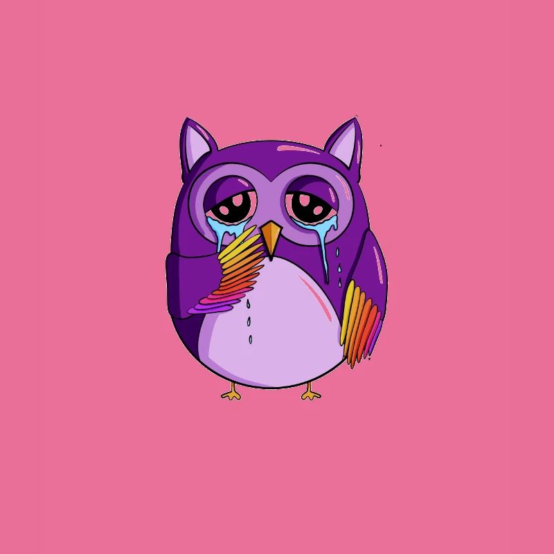 Traurige kleine Dicke Violette Eule mit Spruch Eul