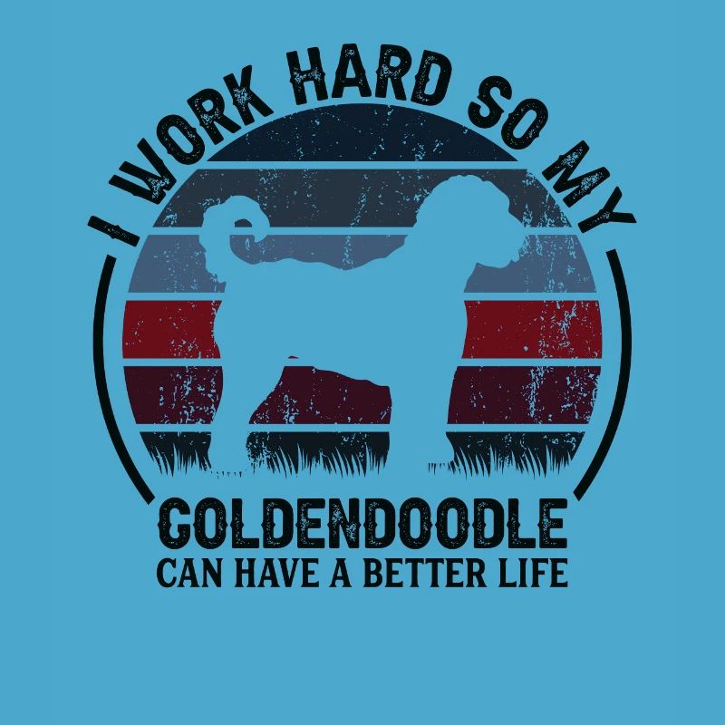 Work Hard Work - Retro Goldendoodle