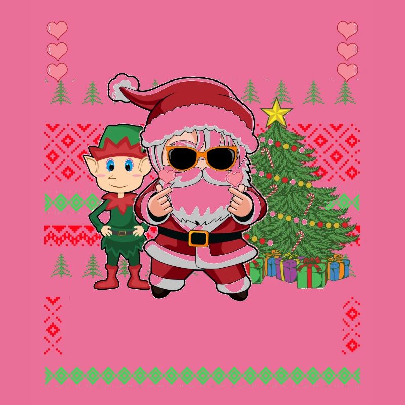 Weihnachtsmann und Elf K-Pop Weihnachten hässlicher Pullover
